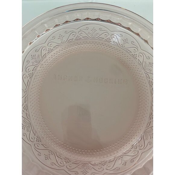 Anchor Hocking Vintage Cake Pie Dish Clear Rose Glass Laurel Embossed 9.25 USA - Picture 6 of 8